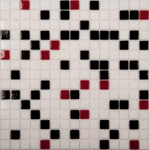Мозаика NS Mosaic ECONOM series MIX9 стекло красно-черный (бумага)(20*20*4) 327*327