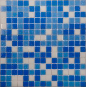 Мозаика NS Mosaic ECONOM series MIX14 стекло бело-синий (бумага)(20*20*4) 327*327