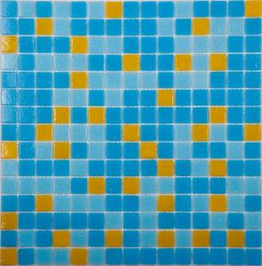 Мозаика NS Mosaic ECONOM series MIX10 стекло желто-голубой (бумага)(20*20*4) 327*327