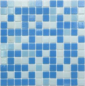 Мозаика NS Mosaic ECONOM series MIX20 стекло бело-сине-голубой (сетка)(23*23*4) 327*327
